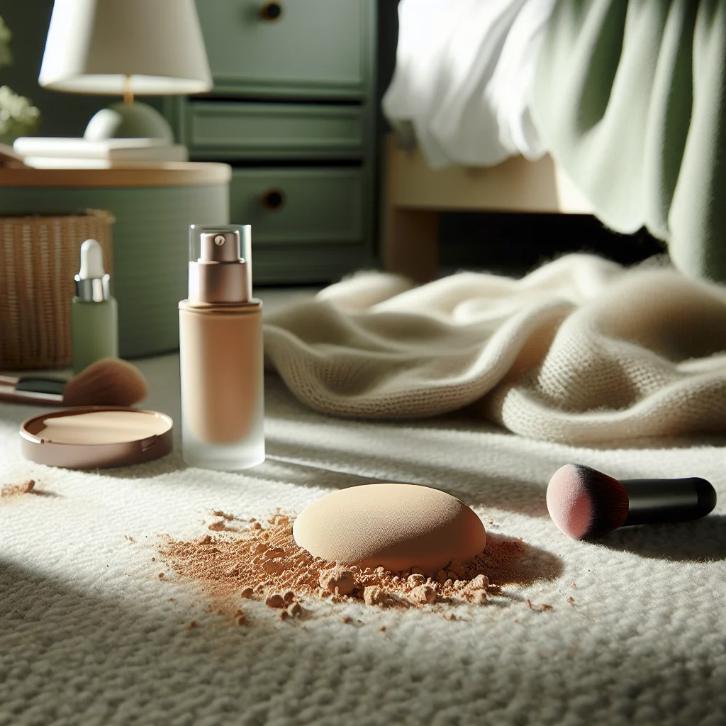 Foundationfläck smink – hudton-makeup på mattan