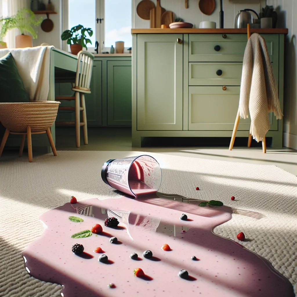 Smoothiefläck på matta – fruktdryck som färgar